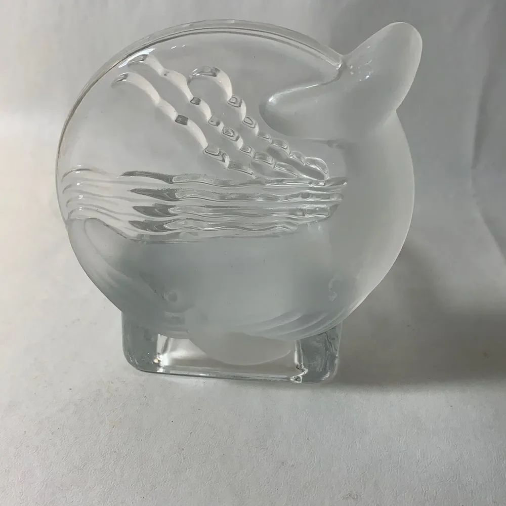 Dolphin Waves Votive Candle Holder Heavy Glass